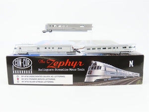 N Scale Con-Cor 001-8731 CB&Q Burlington Pioneer Zephyr 3-Unit Train Set