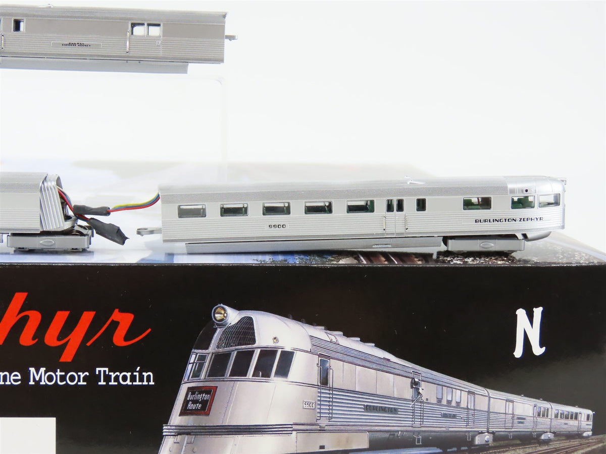 N Scale Con-Cor 001-8731 CB&amp;Q Burlington Pioneer Zephyr 3-Unit Train Set