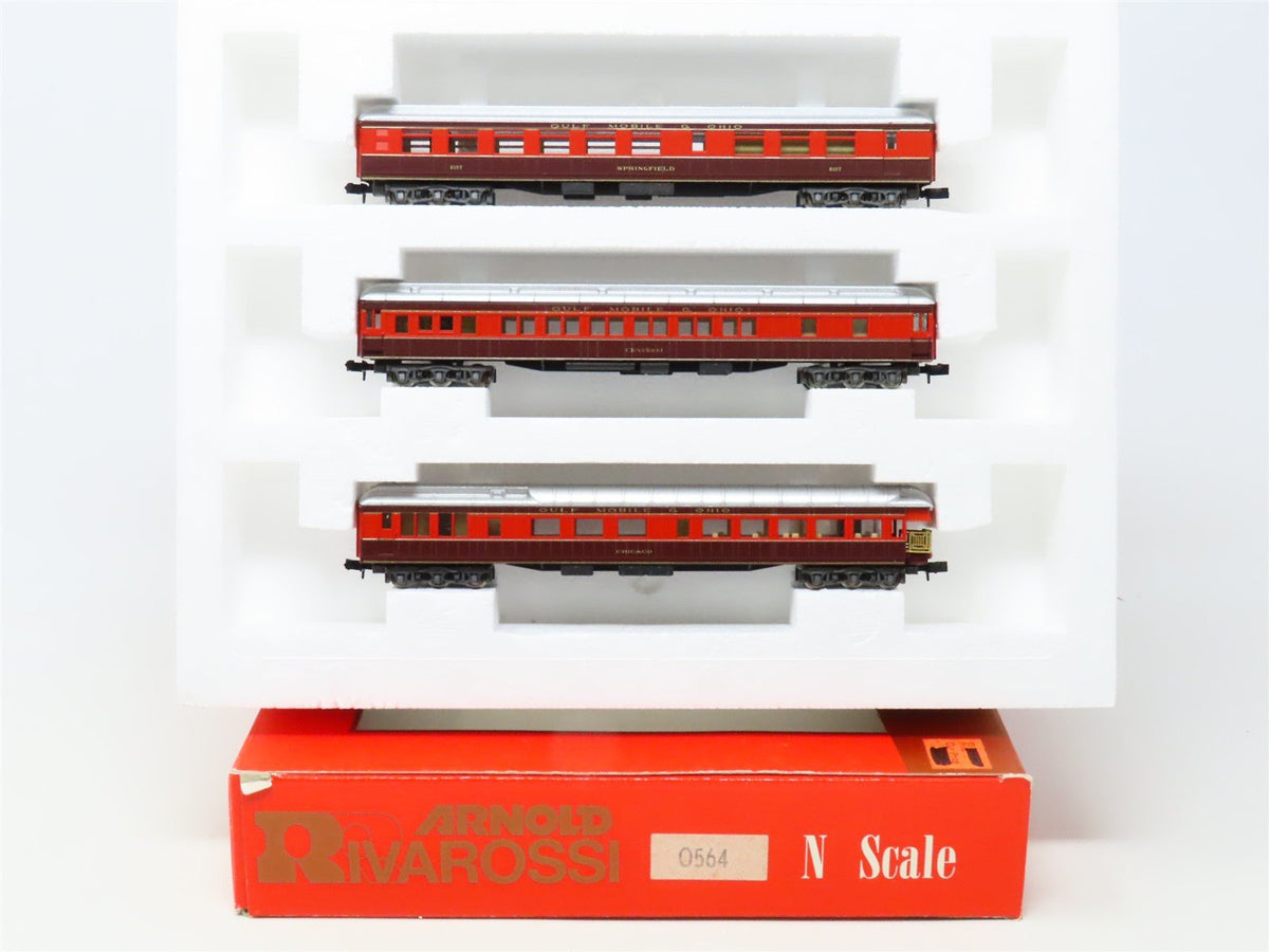 N Scale Rivarossi 0564 GMO Gulf Mobile &amp; Ohio 3-Car Passenger Set