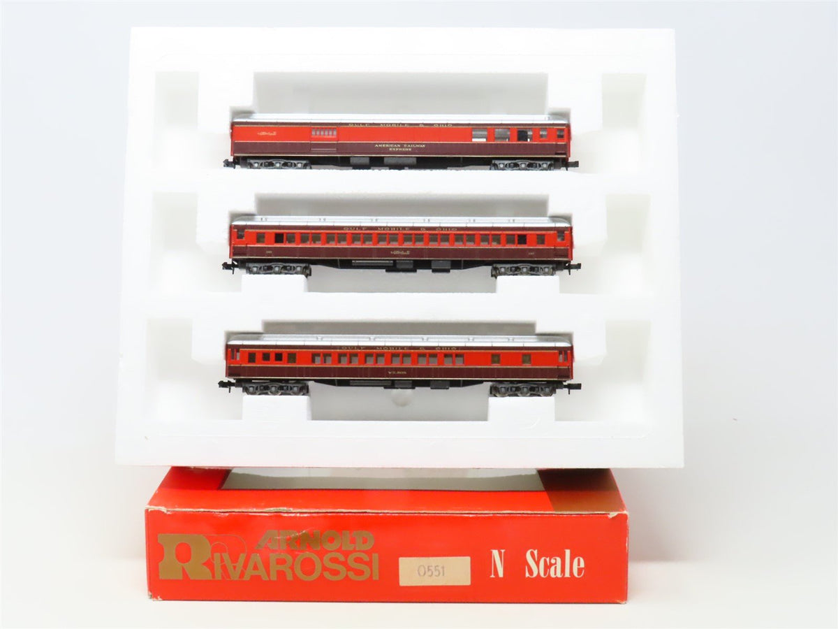 N Scale Rivarossi 0551 GMO Gulf Mobile &amp; Ohio 3-Car Passenger Set