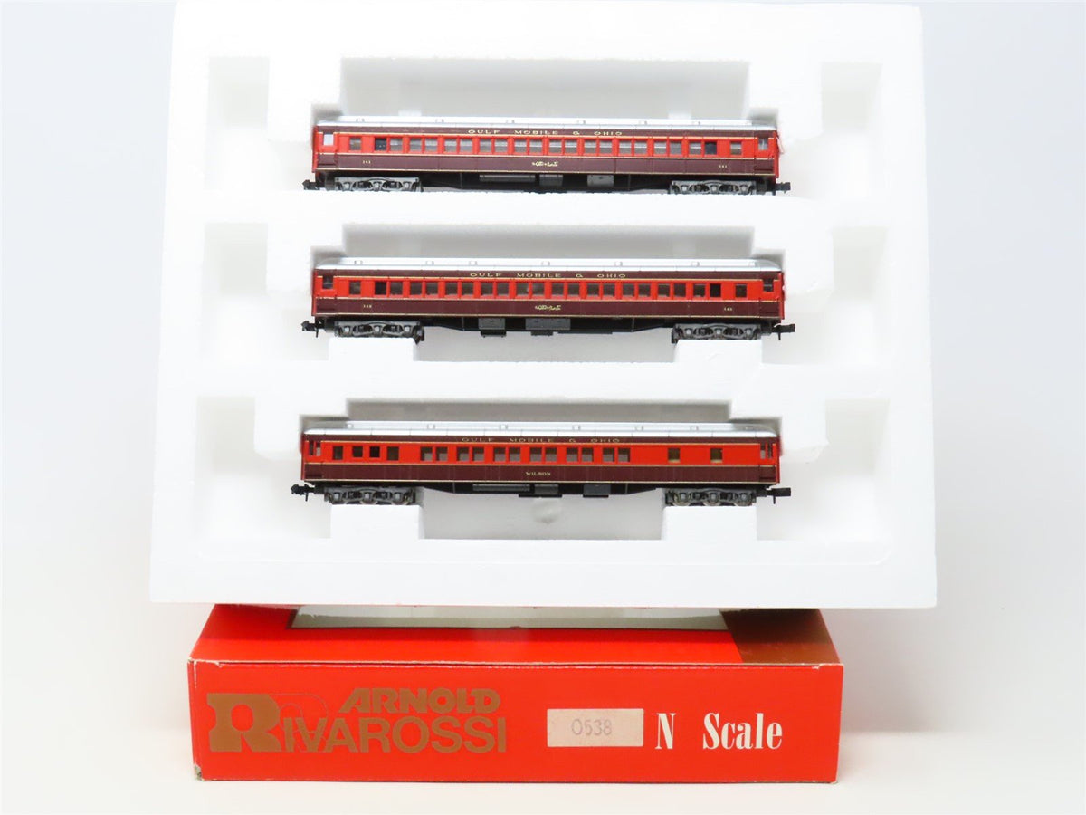 N Scale Rivarossi 0538 GMO Gulf Mobile &amp; Ohio 3-Car Passenger Set