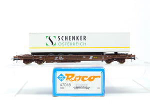 HO Scale Roco 47018 OBB Austrian Well Flat Car #116-0 w/Schenker Trailer