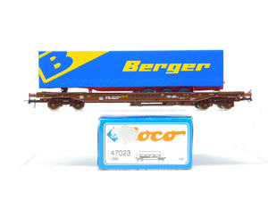 HO Scale Roco 47023 OBB Austrian Well Flat Car #005-9 w/Berger Trailer