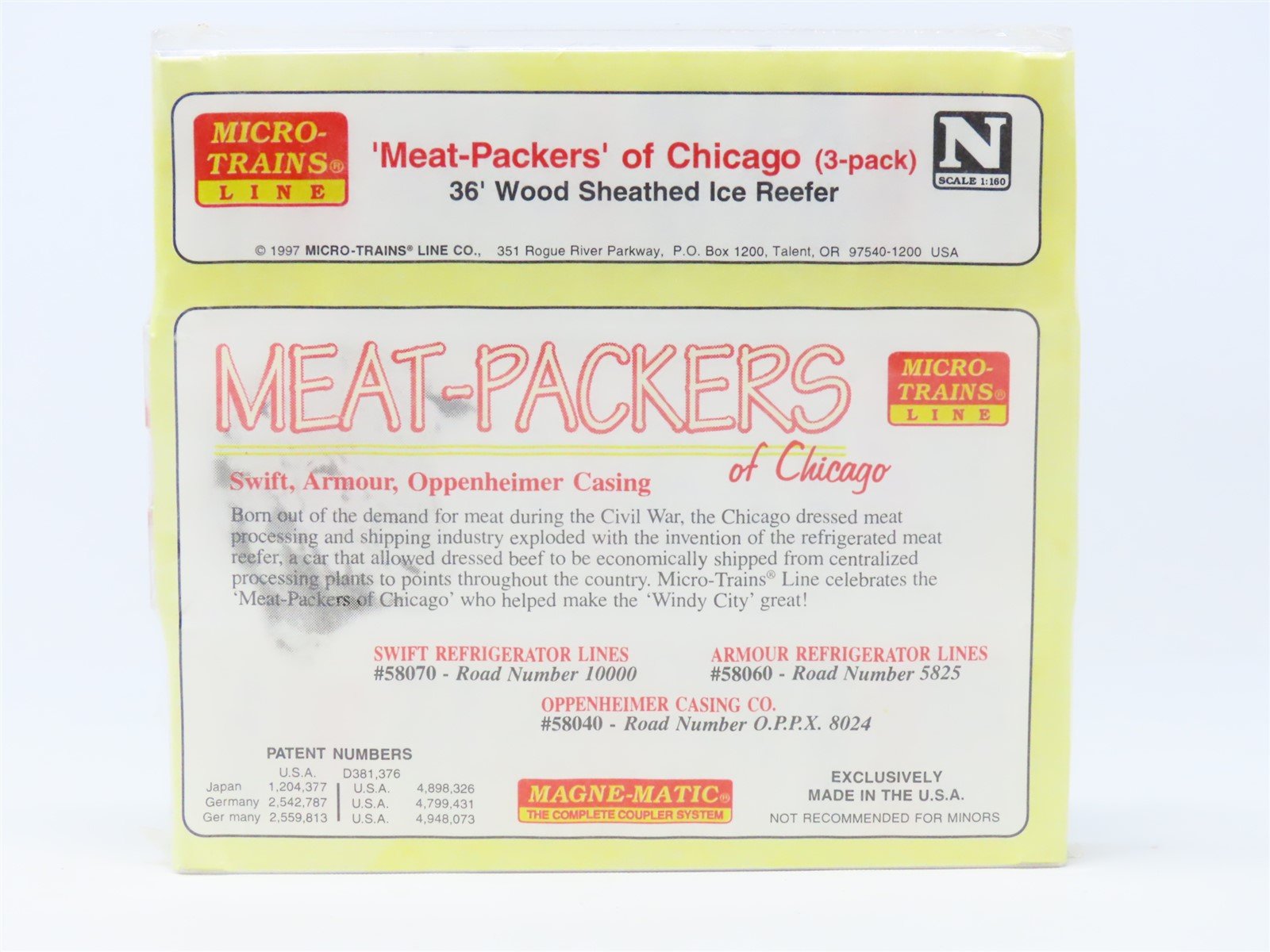 N Scale Micro-Trains MTL 58072 Meat Packers of Chicago 36' Reefer 3-Pack SEALED