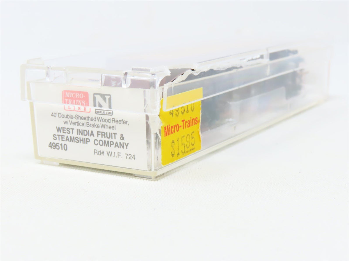 N Micro-Trains MTL 49510 WIF West India Fruit &amp; Steamship 40&#39; Wood Reefer #724
