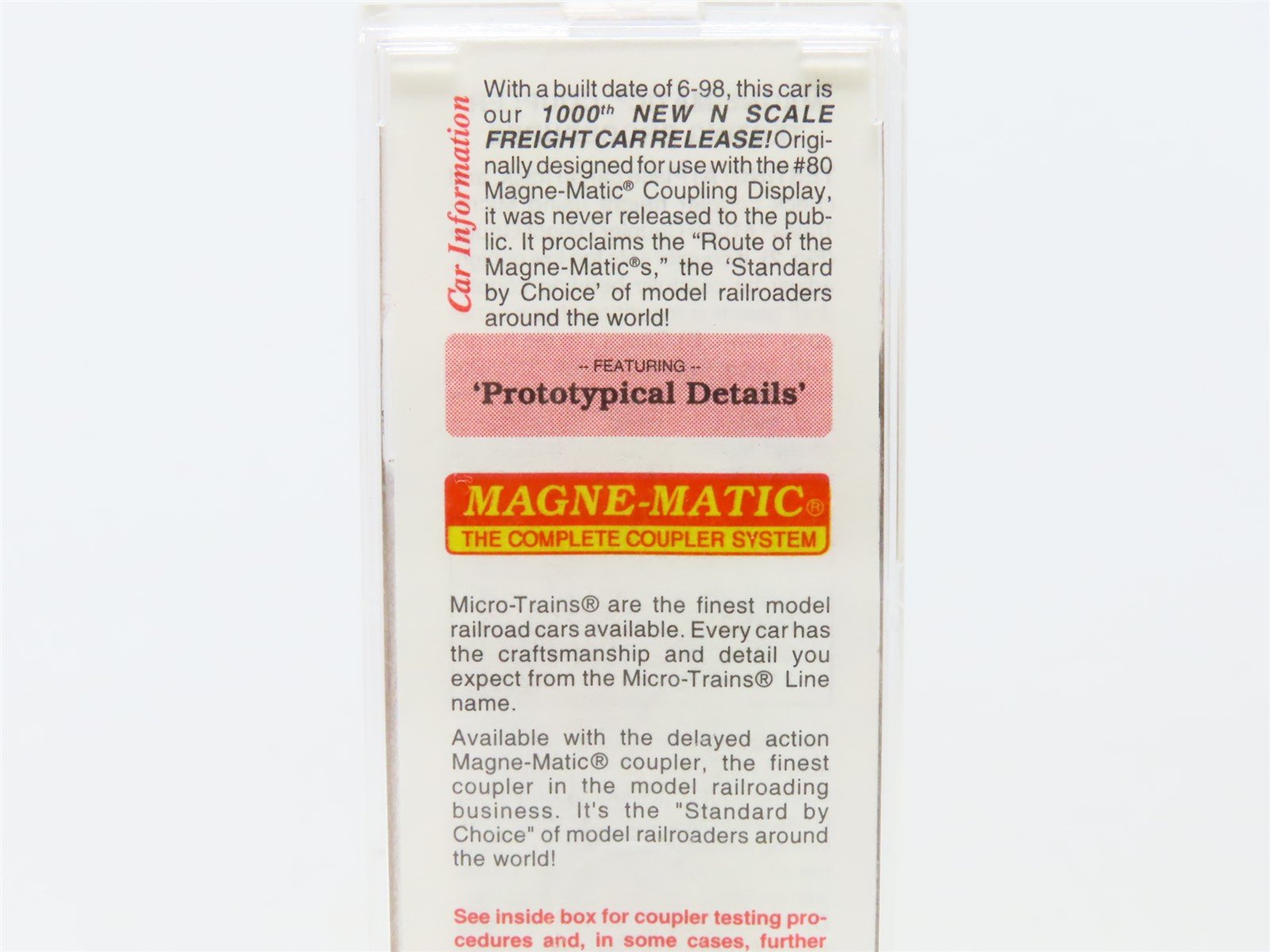 N Scale Micro-Trains MTL 21220 Route of the Magne-Matics 40' Box Car #1000
