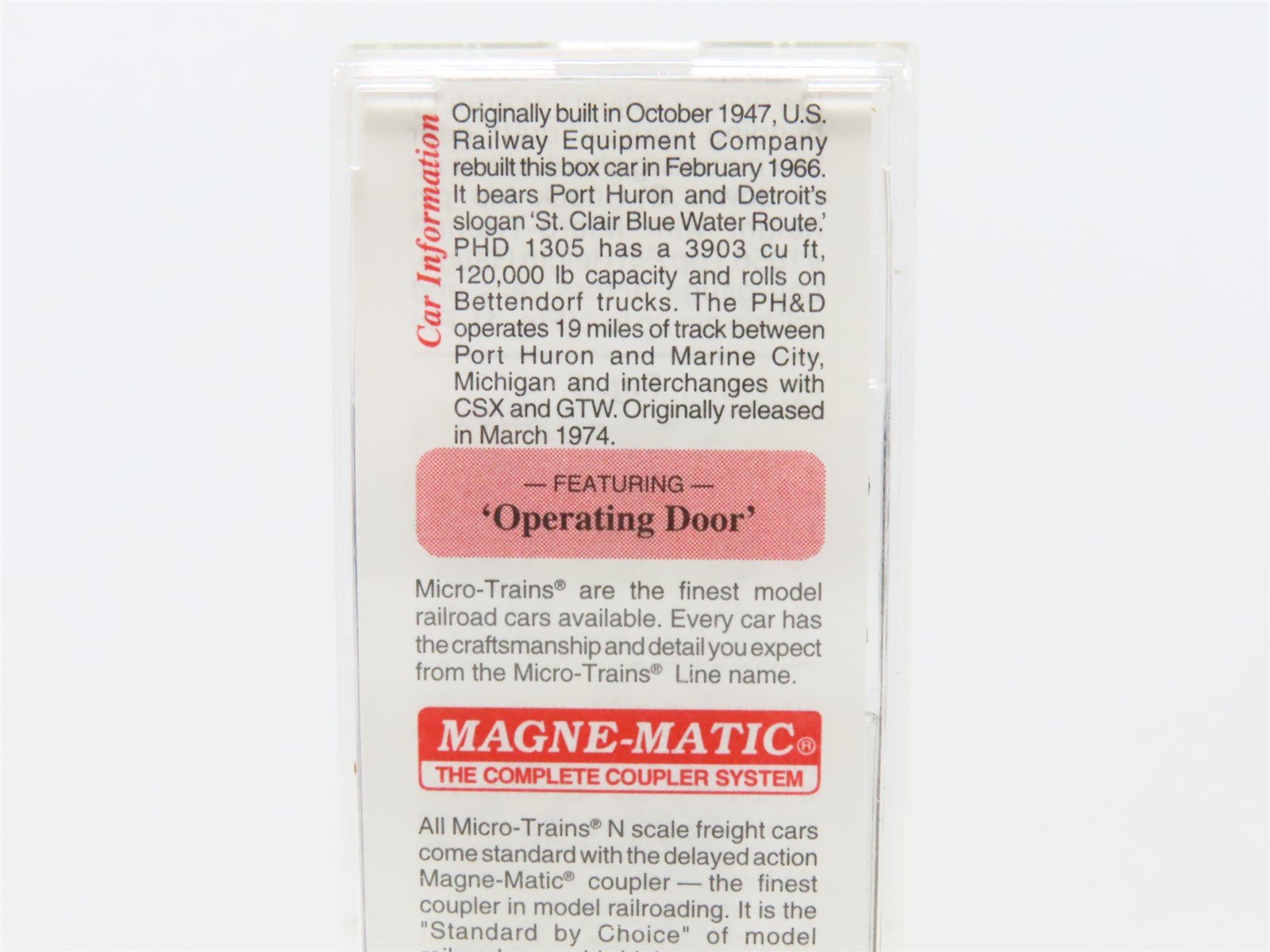 N Scale Micro-Trains MTL 20150 PHD Port Huron & Detroit 40' Box Car #1305