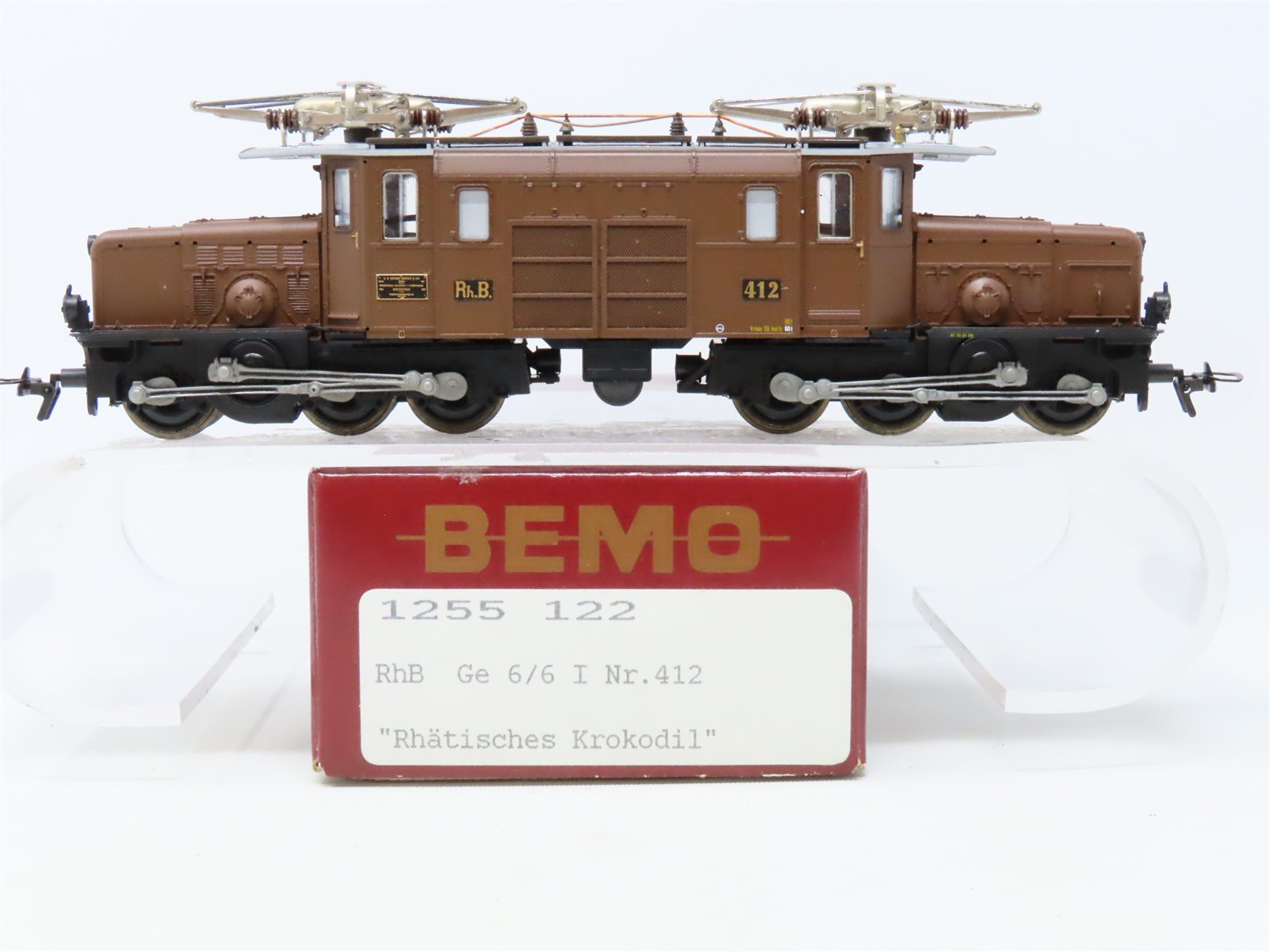 HOm Scale Bemo 1255-122 RhB Rhaetian Railway Ge 6/6I Crocodile Electric #412