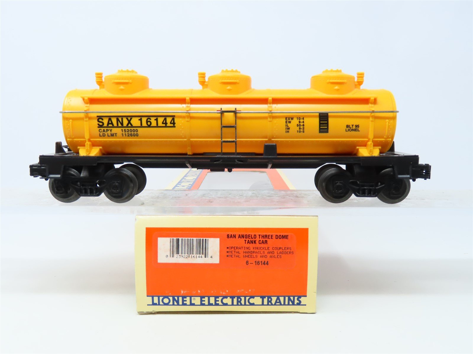 O Gauge 3-Rail Lionel #6-16144 SANX San Angelo 3-Dome Tank Car #16144