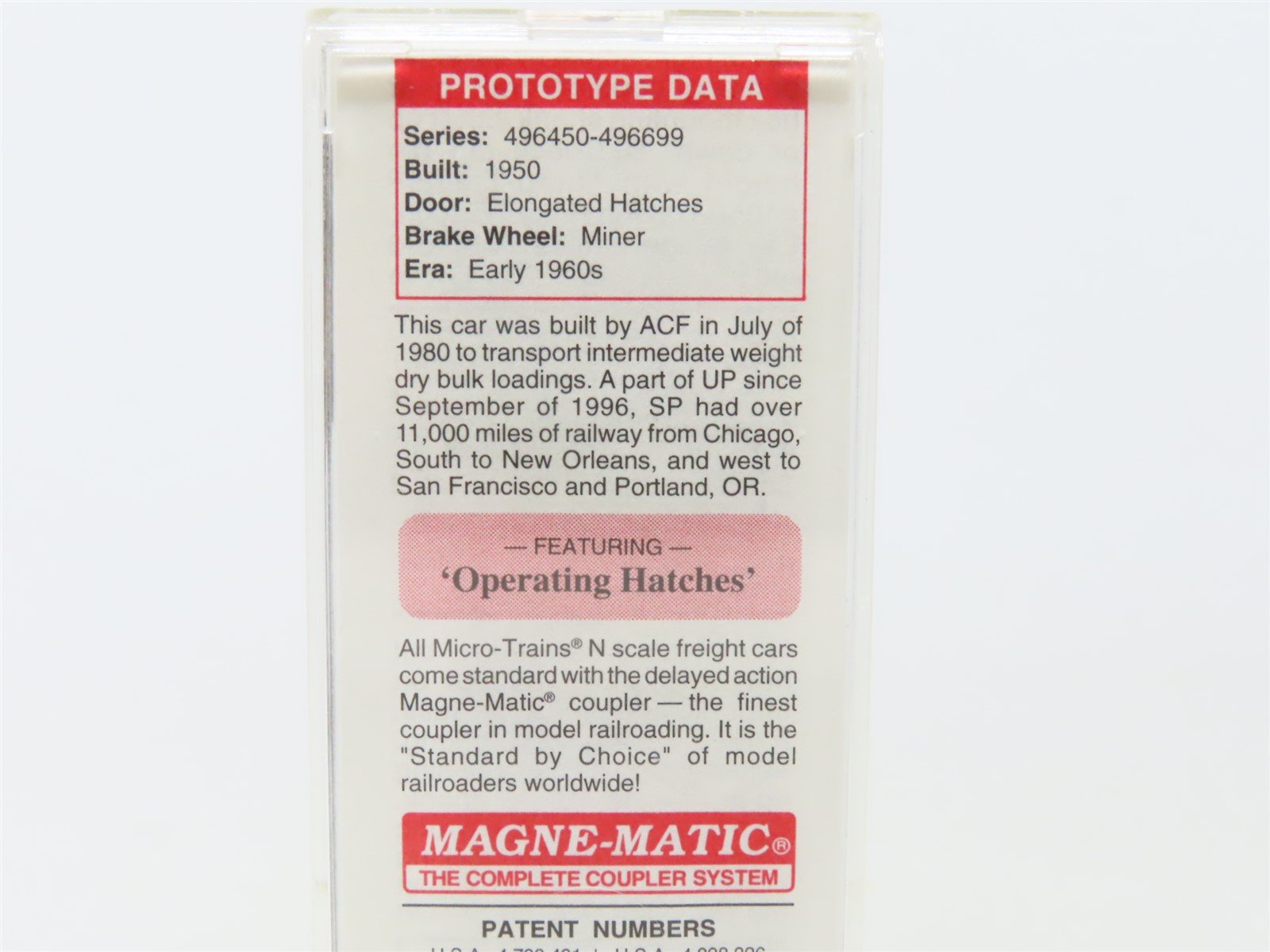 N Micro-Trains MTL 94040 SP Southern Pacific 3-Bay Centerflow Hopper #496535