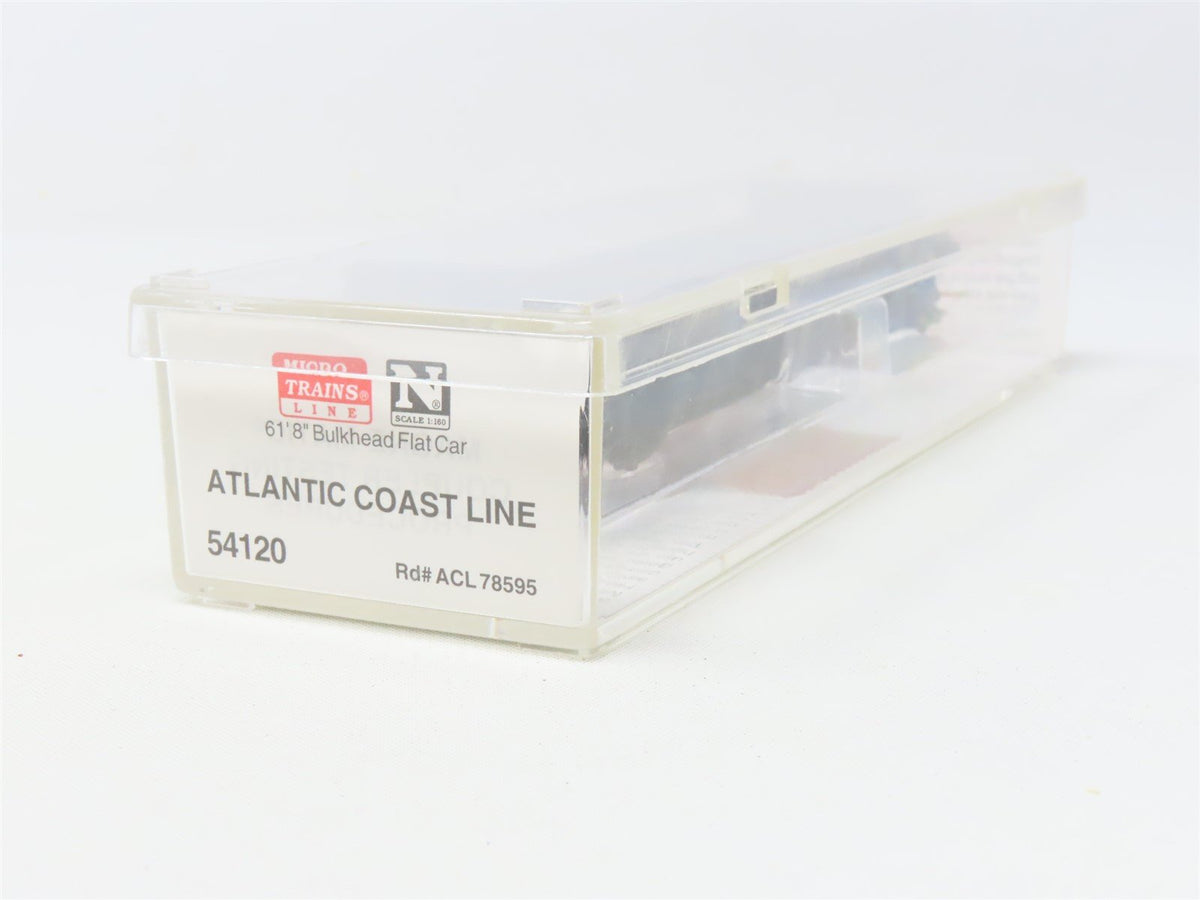 N Micro-Trains MTL 54120 ACL Atlantic Coast Line 61&#39;8&quot; Bulkhead Flat Car #78595