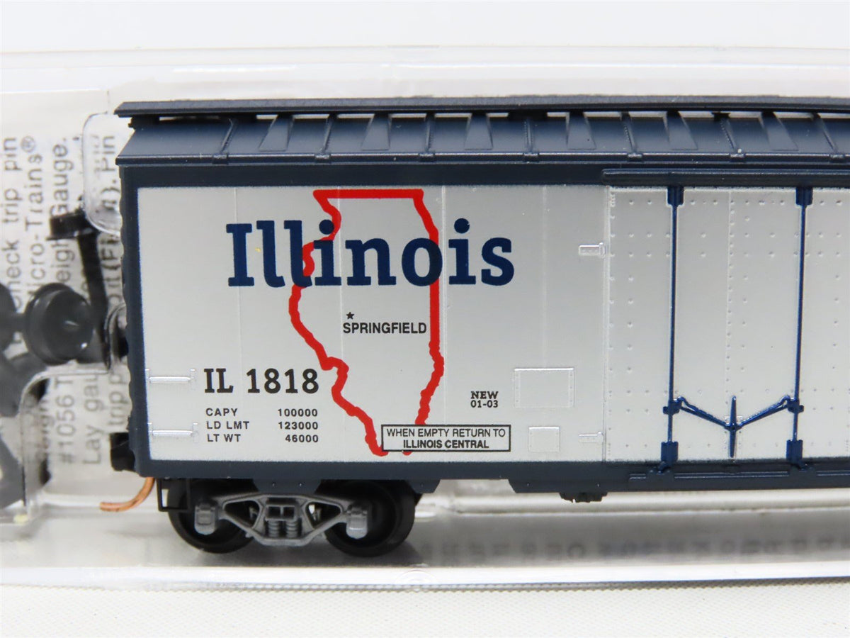 N Scale Micro-Trains MTL 21320 IL Illinois State 40&#39; Plug Door Box Car #1818