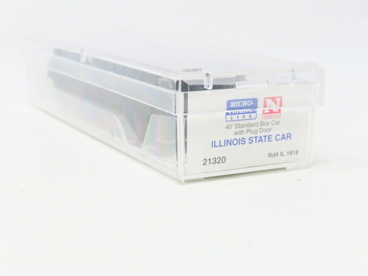 N Scale Micro-Trains MTL 21320 IL Illinois State 40&#39; Plug Door Box Car #1818