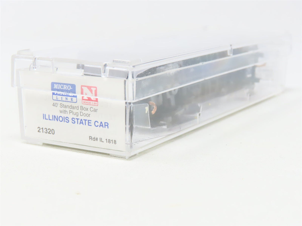 N Scale Micro-Trains MTL 21320 IL Illinois State 40&#39; Plug Door Box Car #1818