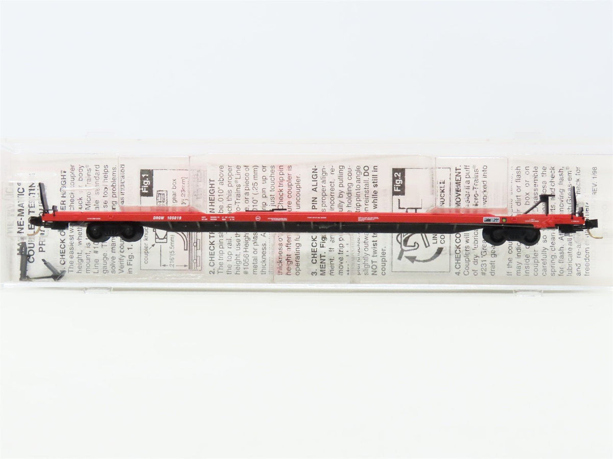 N Scale Micro-Trains MTL 71530 DRGW Rio Grande 89&#39; 4&quot; TOFC Flat Car #105019