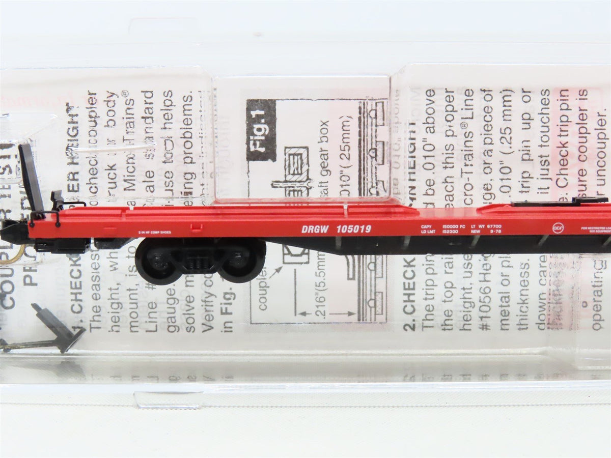 N Scale Micro-Trains MTL 71530 DRGW Rio Grande 89&#39; 4&quot; TOFC Flat Car #105019