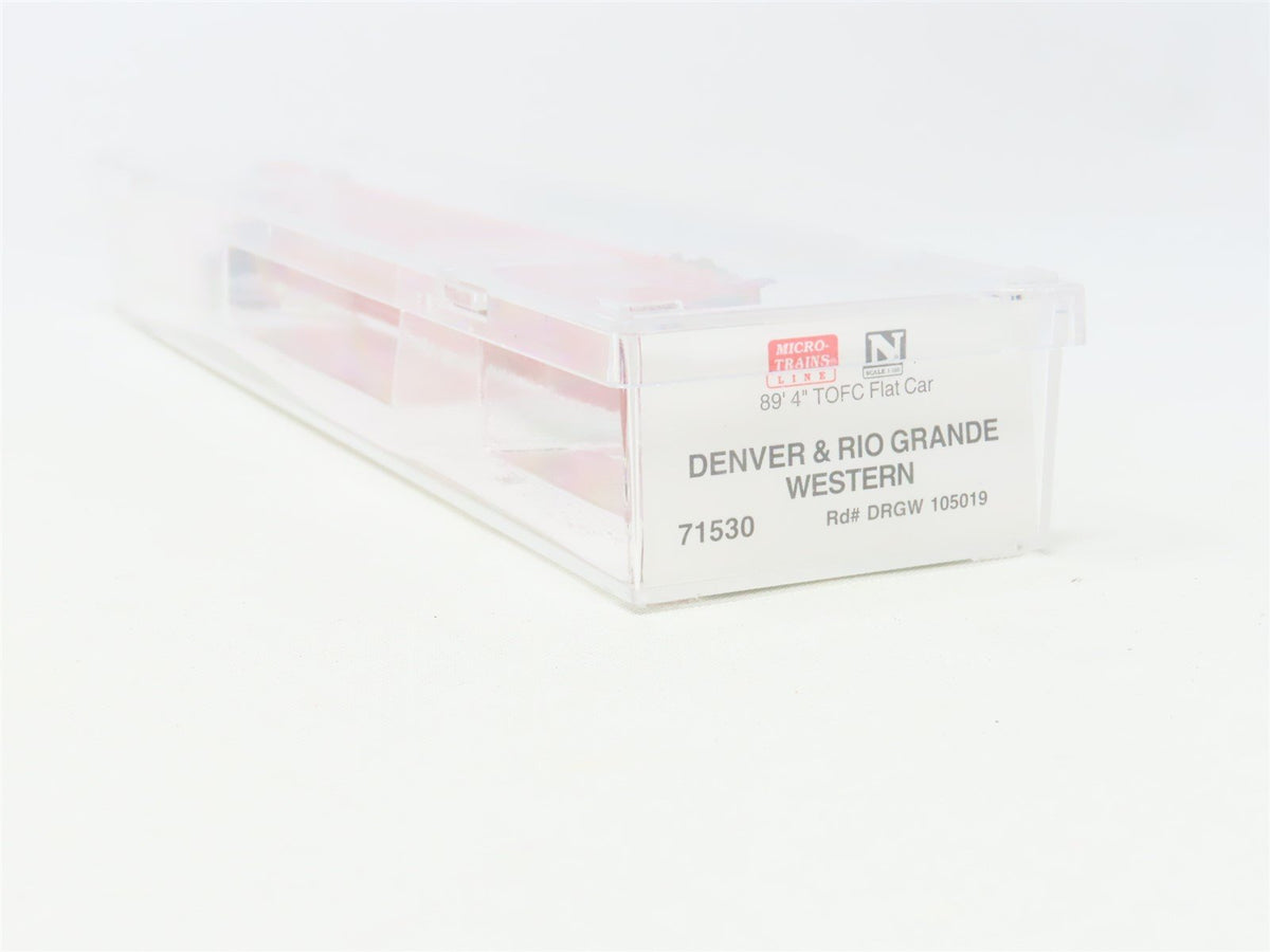 N Scale Micro-Trains MTL 71530 DRGW Rio Grande 89&#39; 4&quot; TOFC Flat Car #105019