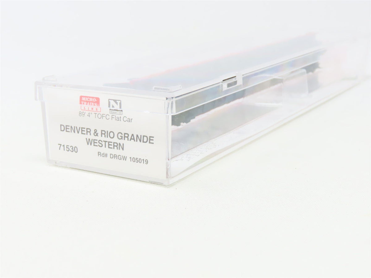 N Scale Micro-Trains MTL 71530 DRGW Rio Grande 89&#39; 4&quot; TOFC Flat Car #105019