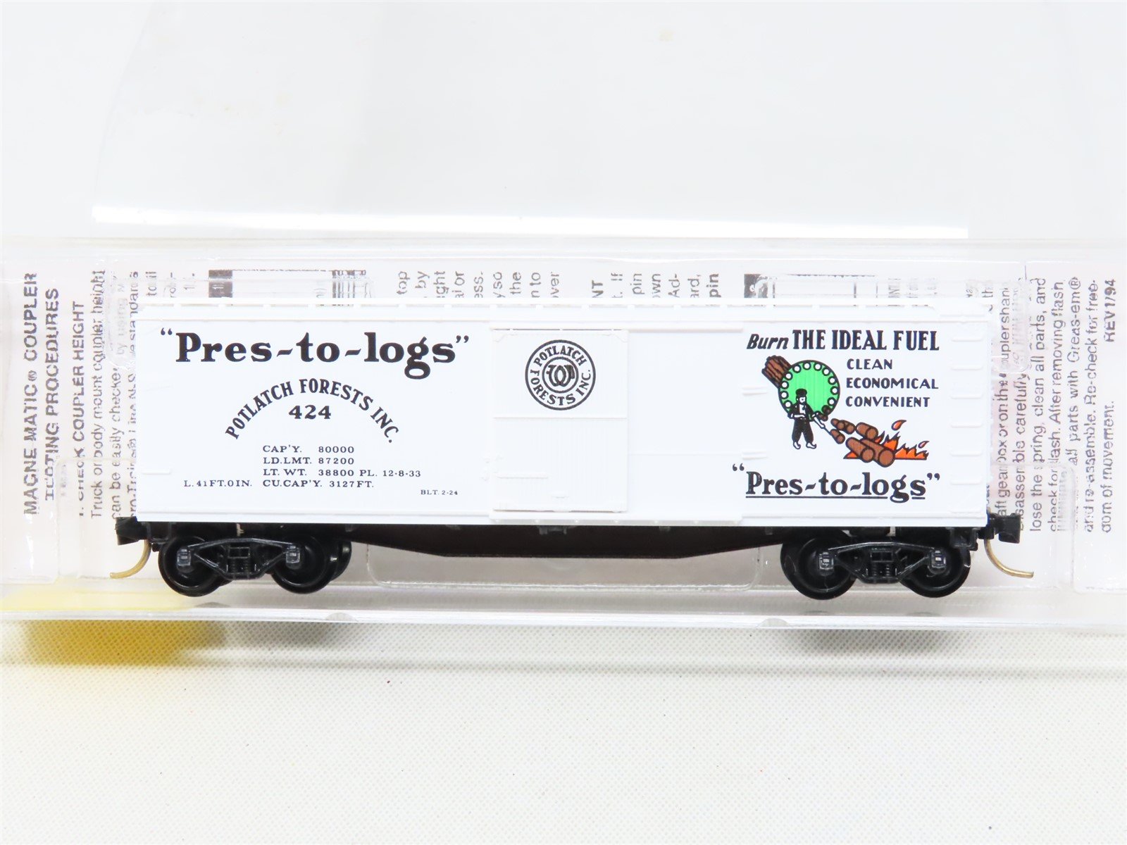 N Scale Micro-Trains MTL 42060 Potlatch Lumber Co "Pres-to-logs" 40' Box Car 424