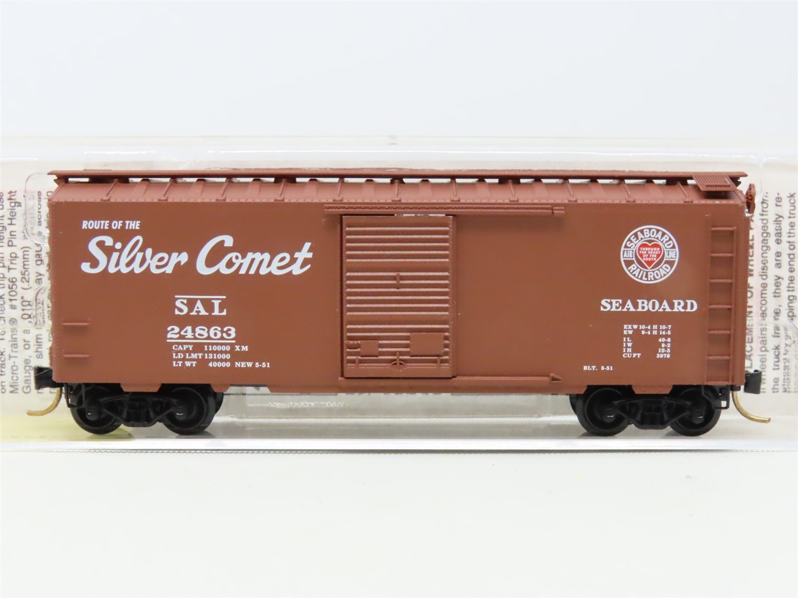 N Scale Micro-Trains MTL 20660 SAL Seaboard 'Silver Comet' 40' Box Car #24863