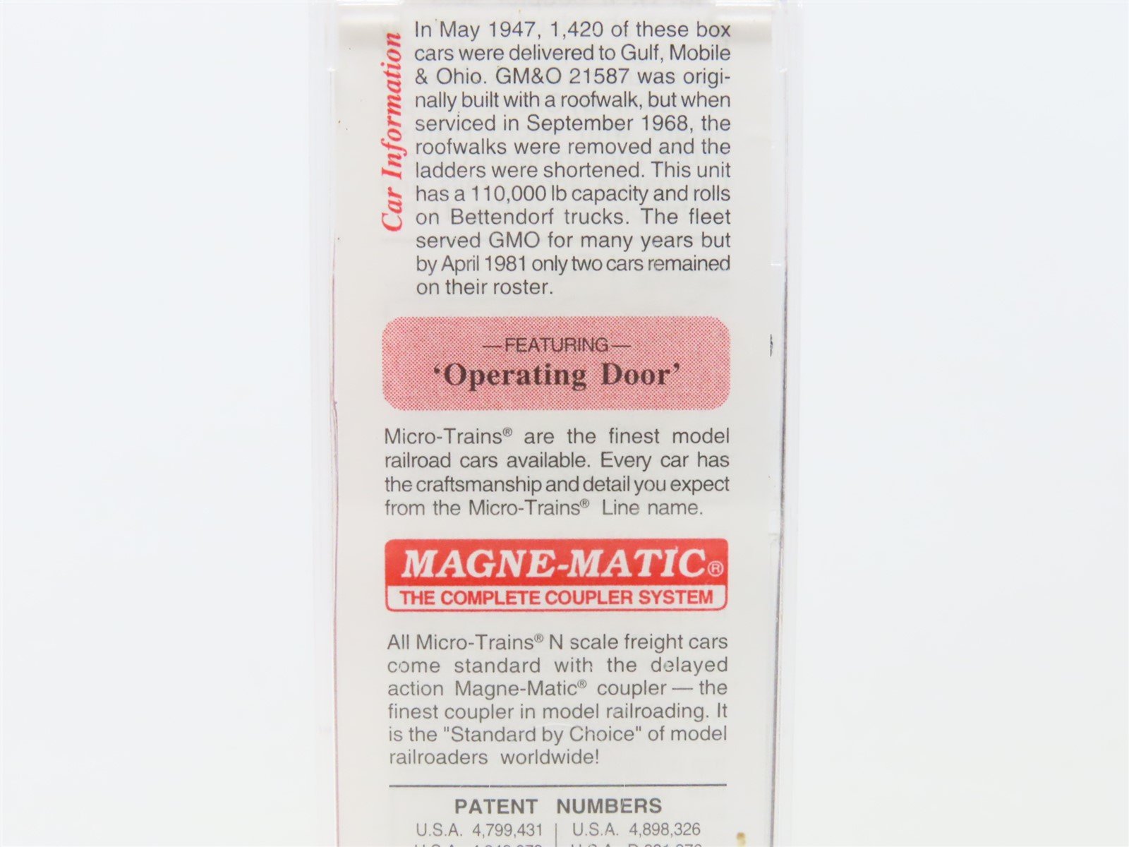 N Scale Micro-Trains MTL 24240 GM&O Gulf Mobile & Ohio 40' Box Car #21587