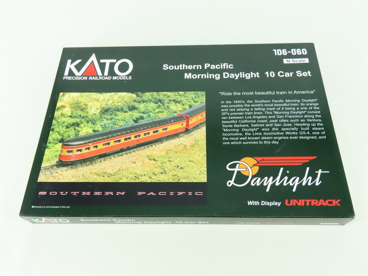 N Scale KATO 106-060 SP &quot;Morning Daylight&quot; Passenger 10-Car Set w/Display Track