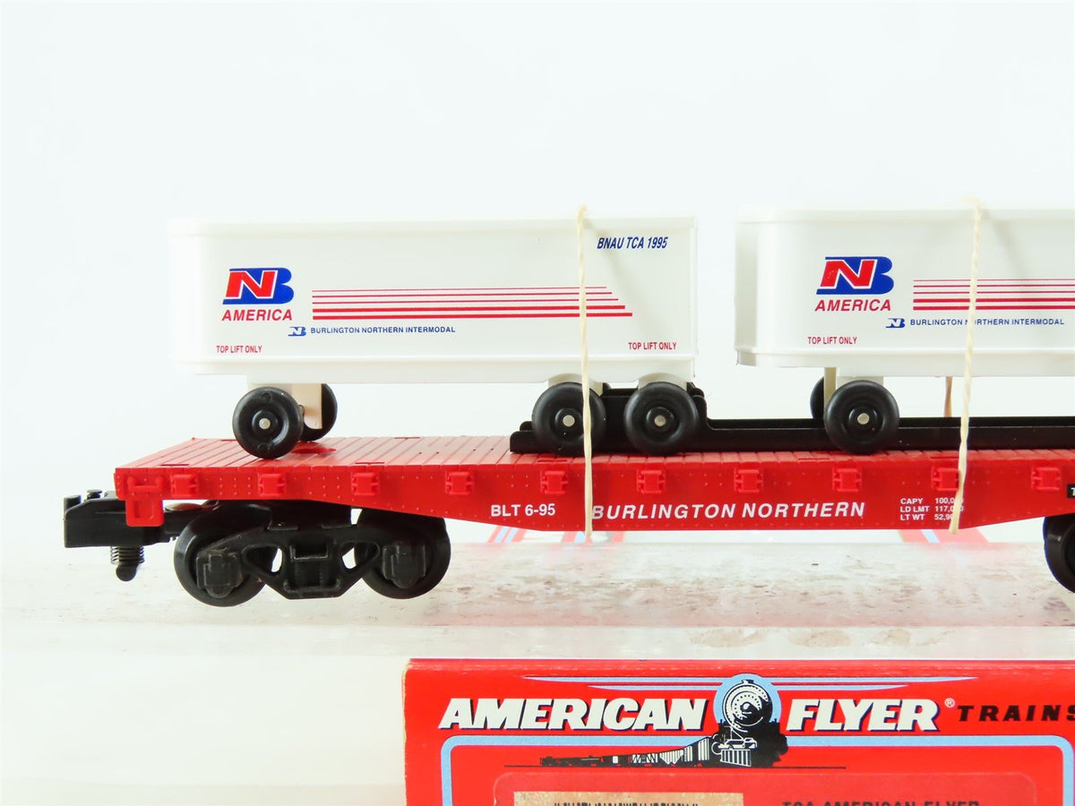 S American Flyer 6-48491 BN Burlington Northern Flat Car w/Trailers #TCA 1995