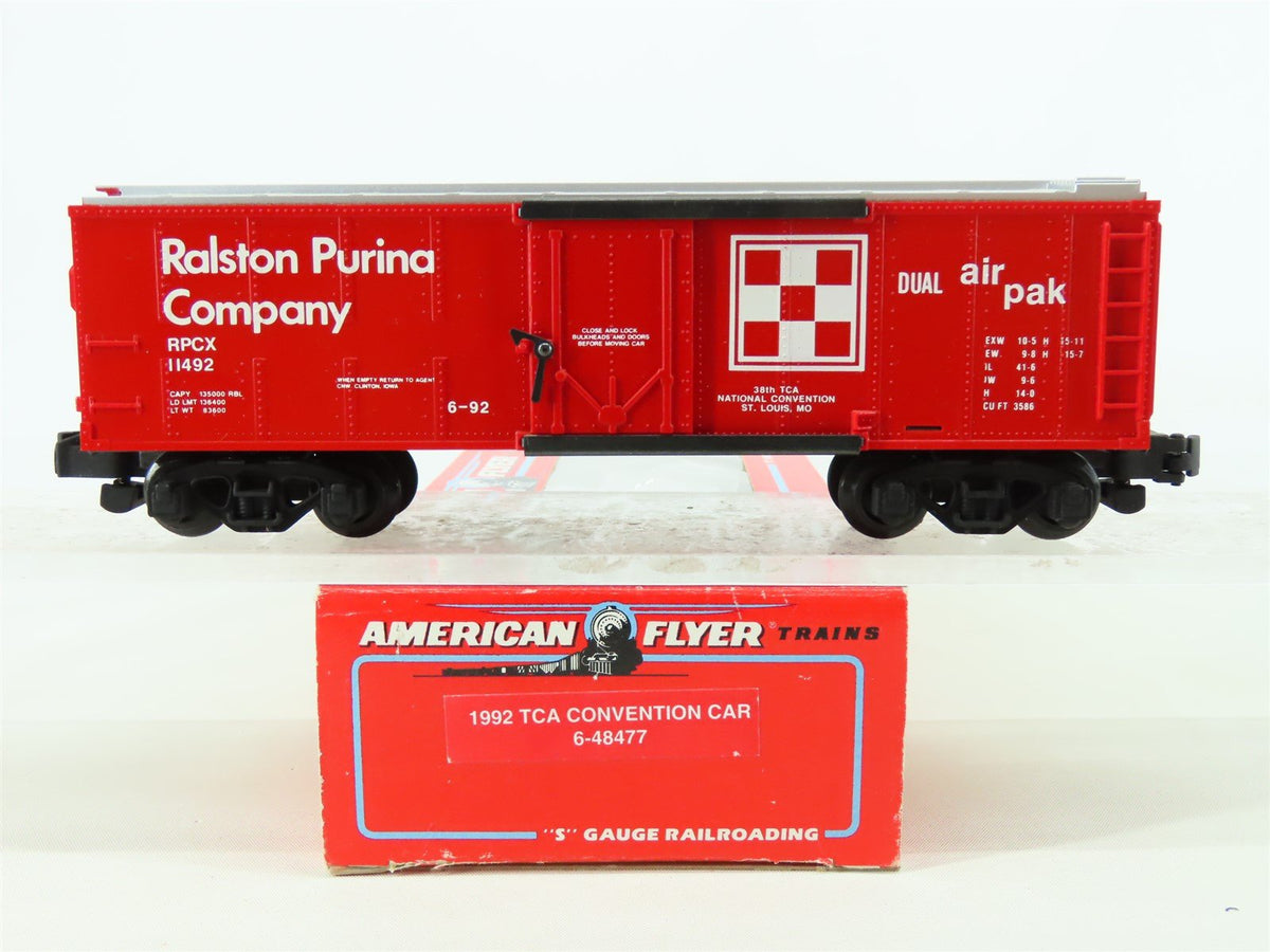 S Scale American Flyer 6-48477 RPCX Ralston Purina Co. TCA 40&#39; Box Car #11492