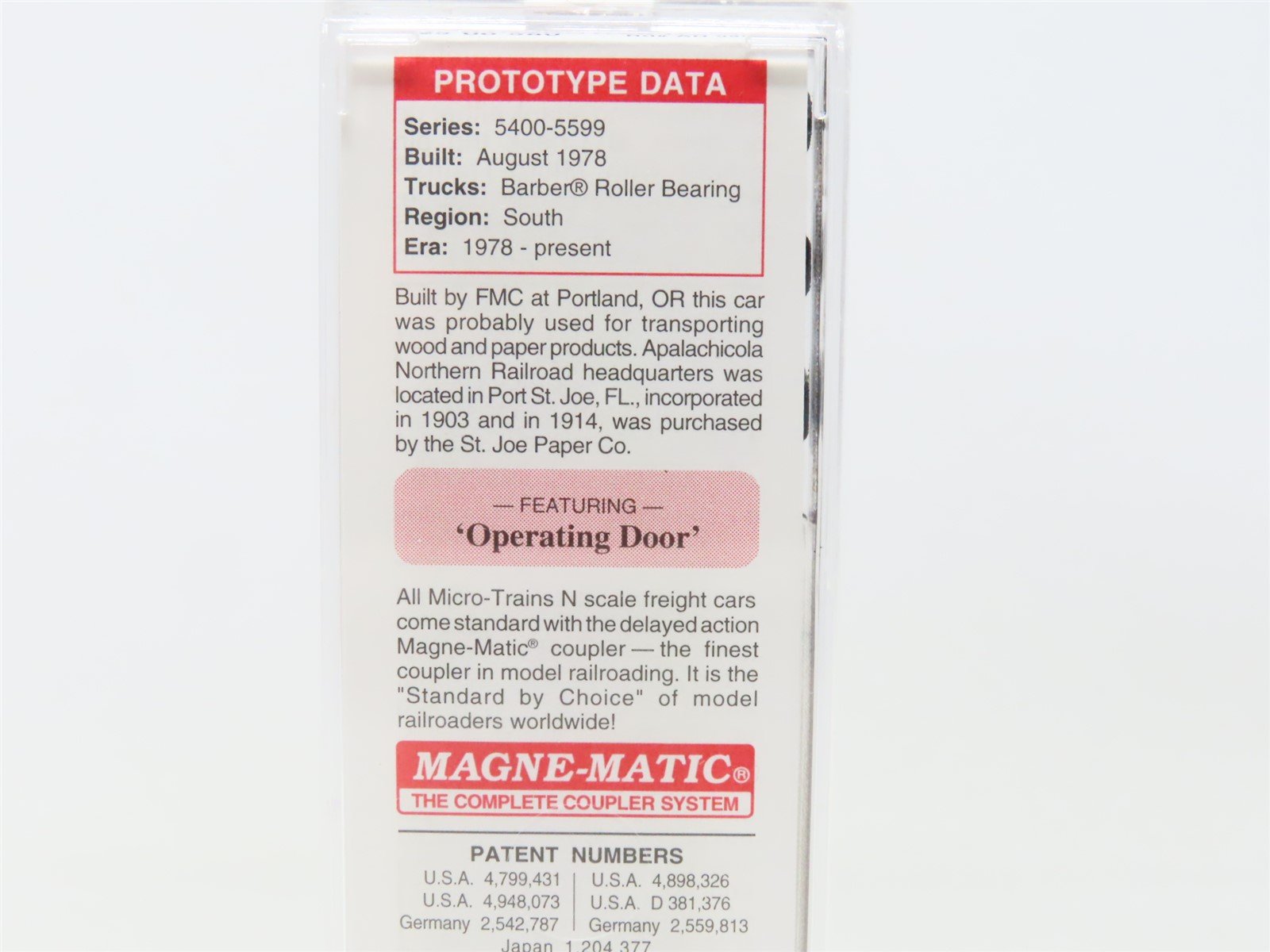 N Scale Micro-Trains MTL #02500580 AN Port St. Joe 50' Single Door Box Car #5508