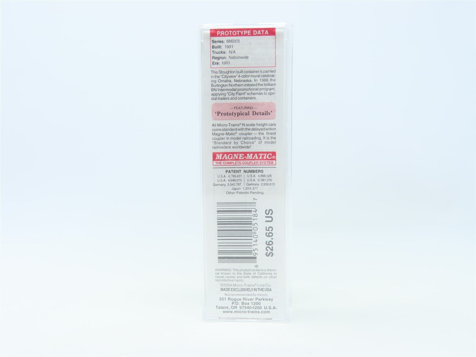 N Scale Micro-Trains MTL Deluxe Innovations #81720 BNAU 48' Container - Omaha