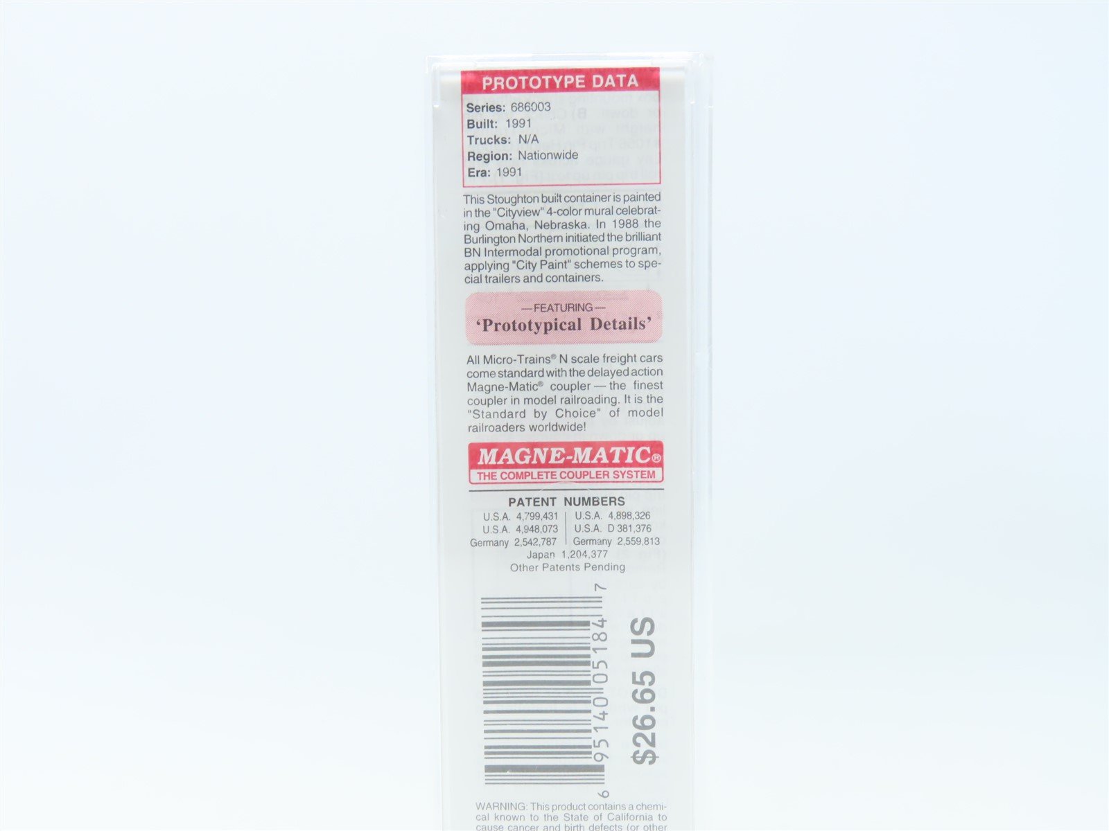 N Scale Micro-Trains MTL Deluxe Innovations #81720 BNAU 48' Container - Omaha