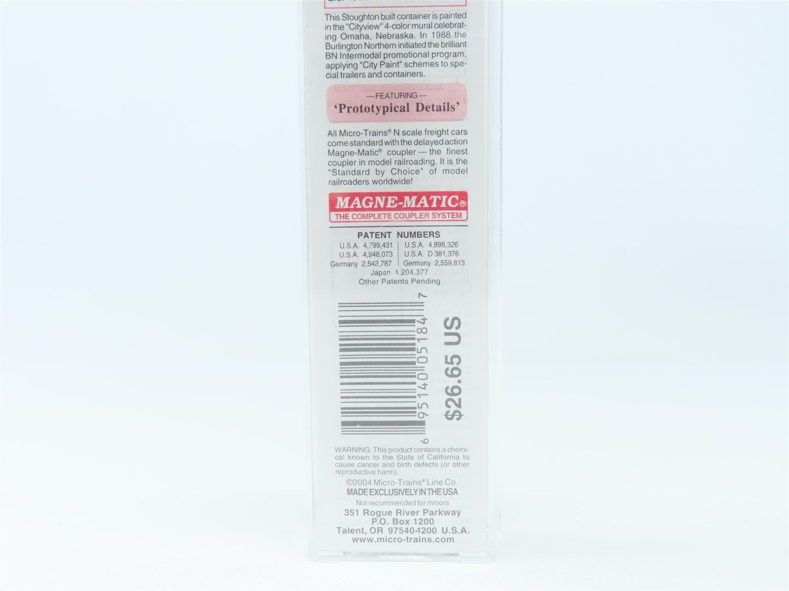 N Scale Micro-Trains MTL Deluxe Innovations #81720 BNAU 48' Container - Omaha