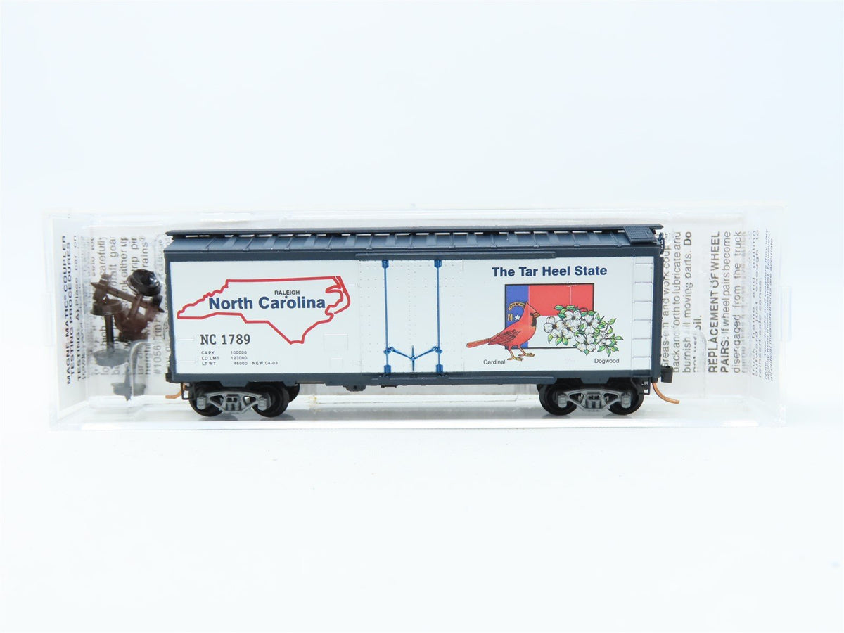 N Micro-Trains MTL 21350 NC North Carolina State Car 40&#39; Plug Door Box Car #1789