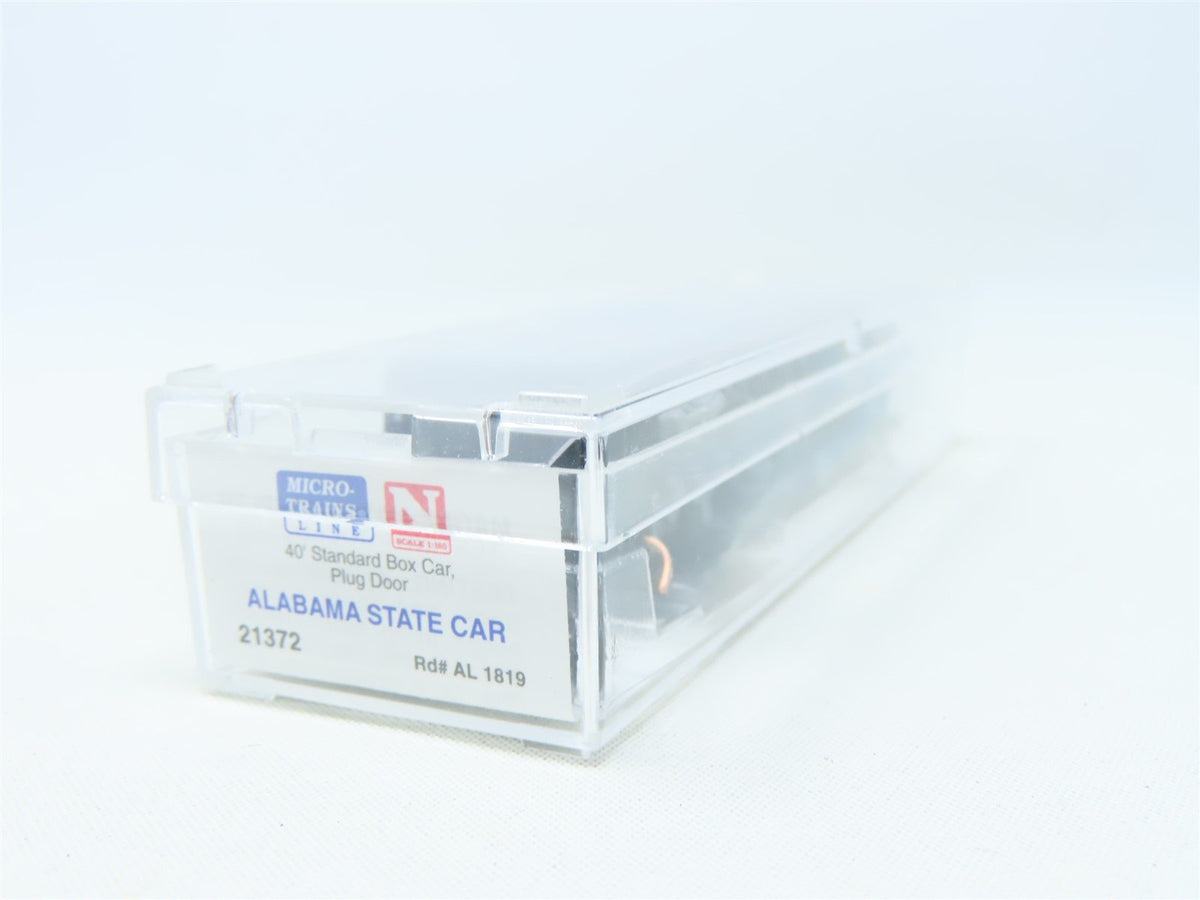 N Scale Micro-Trains MTL 21372 AL Alabama State Car 40&#39; Plug Door Box Car #1819