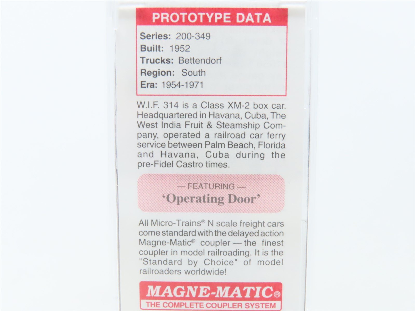 N Scale Micro-Trains MTL 20370 WIF West India Fruit 40' Single Door Box Car #314