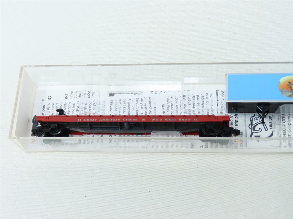 N Micro-Trains MTL NSC 03-69 Great American Circus Flat Car w/ Red Cloud Trailer