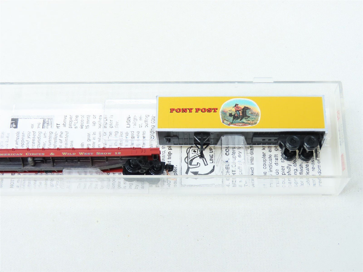 N Micro-Trains MTL NSC 03-70 Great American Circus Flat Car w/ Pony Post Trailer