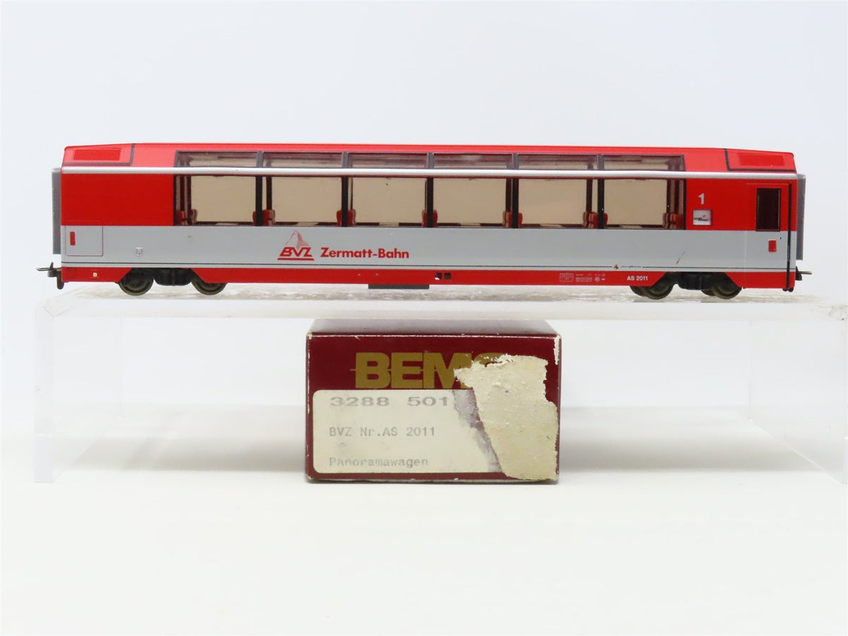 HOm Scale Bemo 3288-501 BVZ Zermatt-Bahn 1st Class Panorama Passenger Car #2011