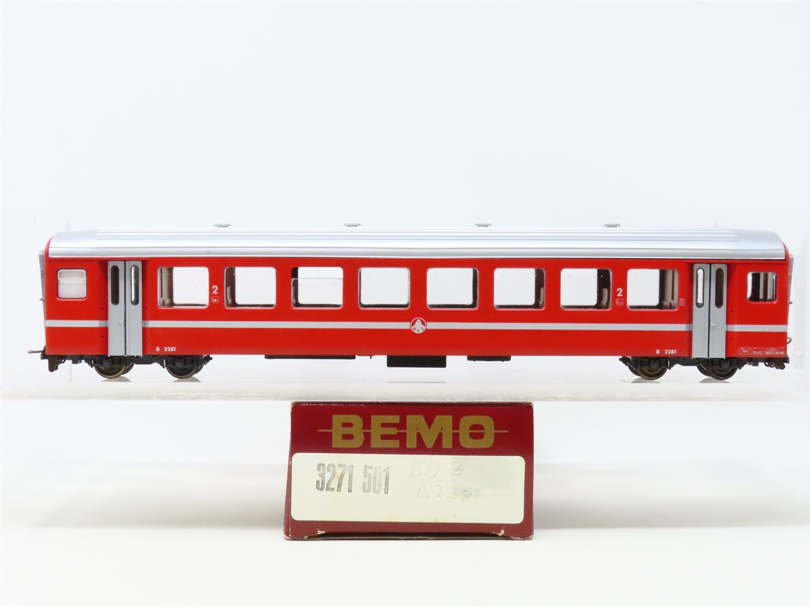 HOm Scale Bemo 3271-501 RhB Rhaetian Railway 2nd Class Coach Passenger #2281