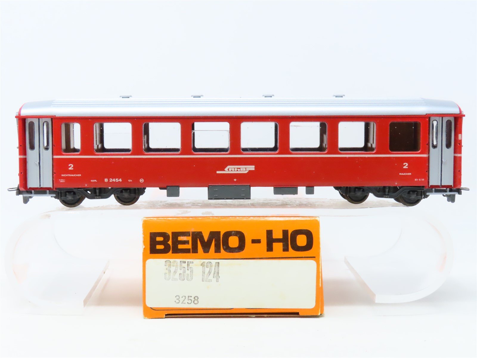 HOm Scale Bemo 3255-124 RhB Rhaetian Railway 2nd Class Coach Passenger #B2454