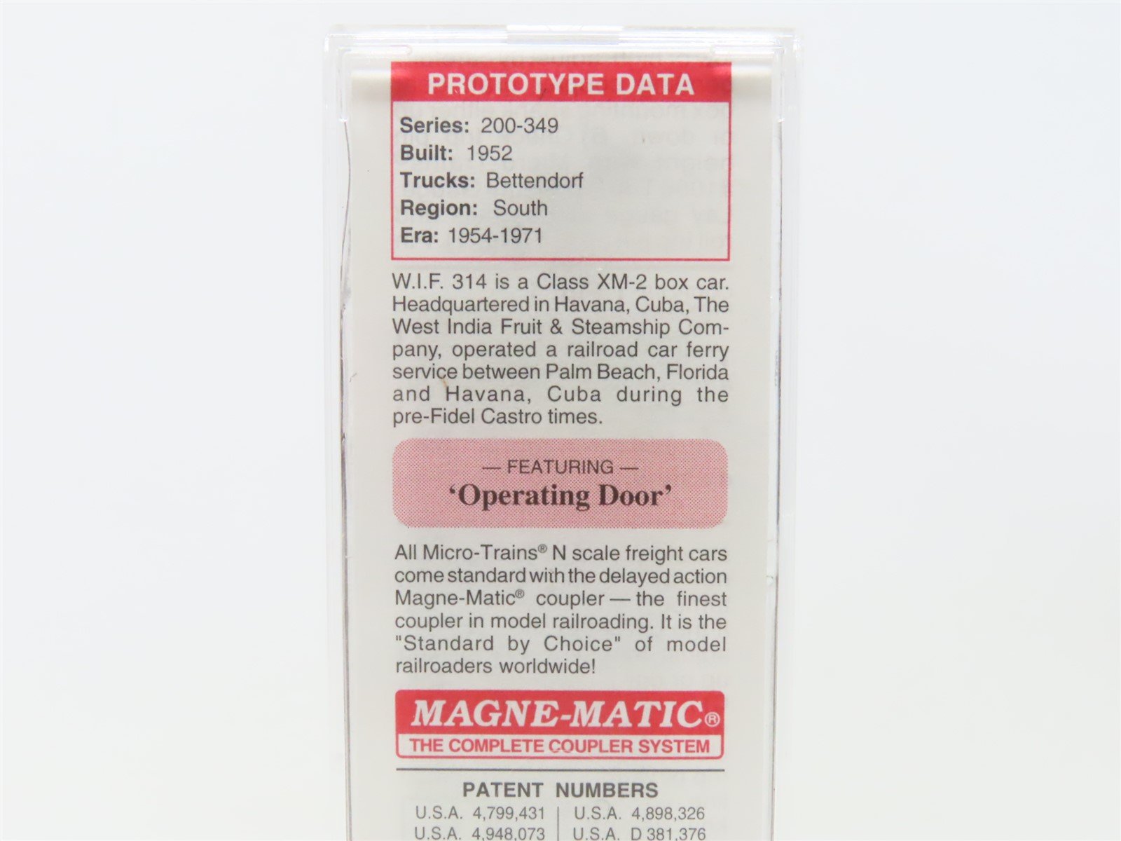 N Scale Micro-Trains MTL 20370 WIF West India Fruit 40' Single Door Box Car #314