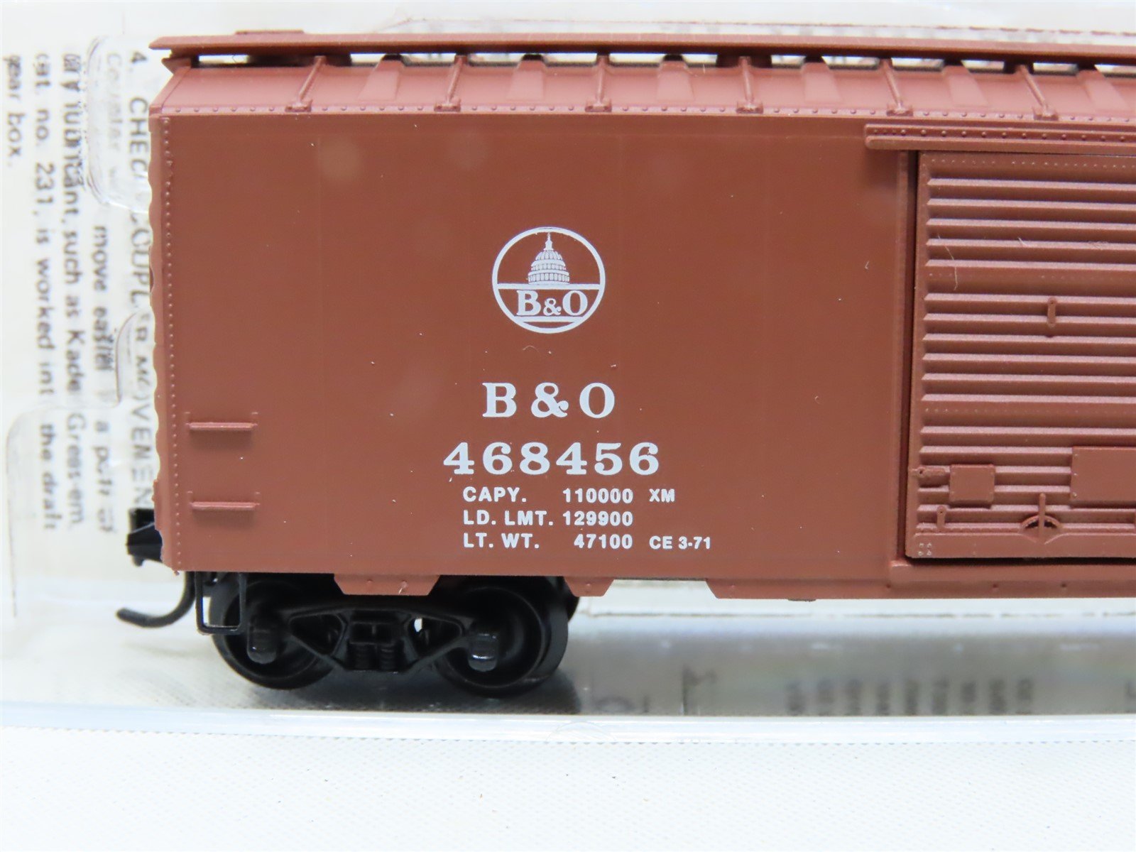 N Scale Kadee Micro-Trains MTL 20312 B&O Baltimore & Ohio 40' Box Car #468456
