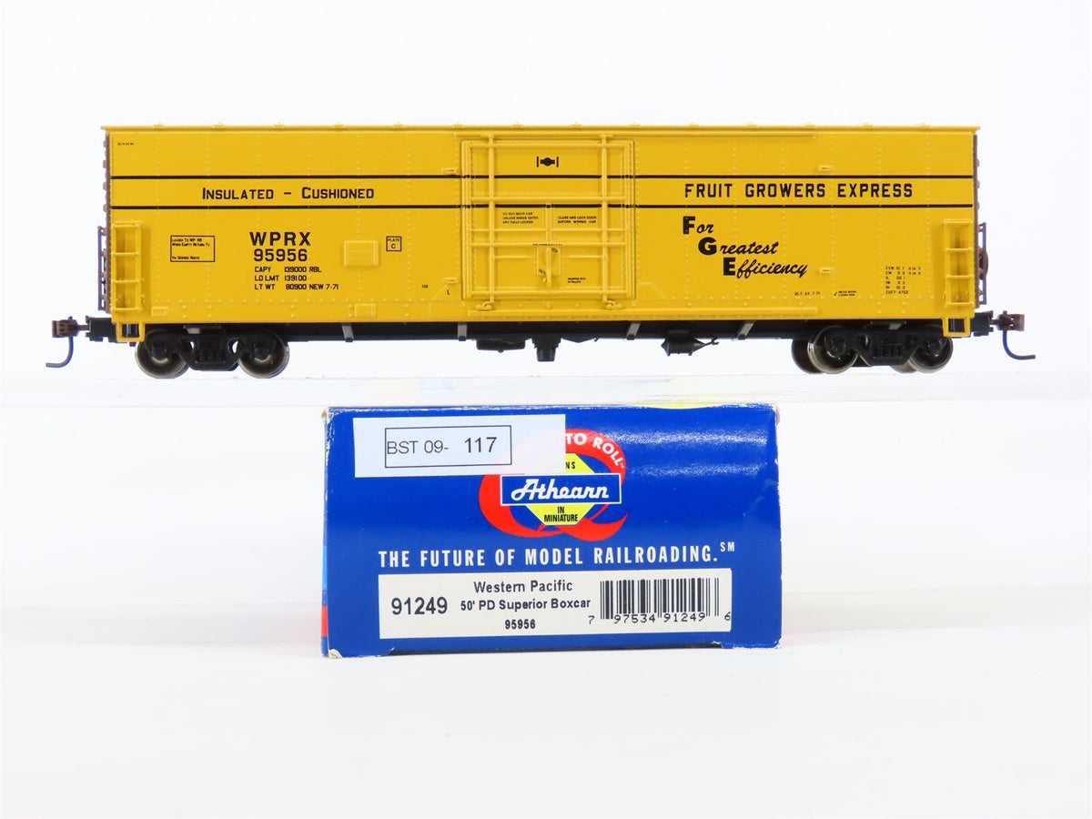 HO Scale Athearn 91249 FGE WPRX Western Pacific 50&#39; Plug Door Box Car #95956