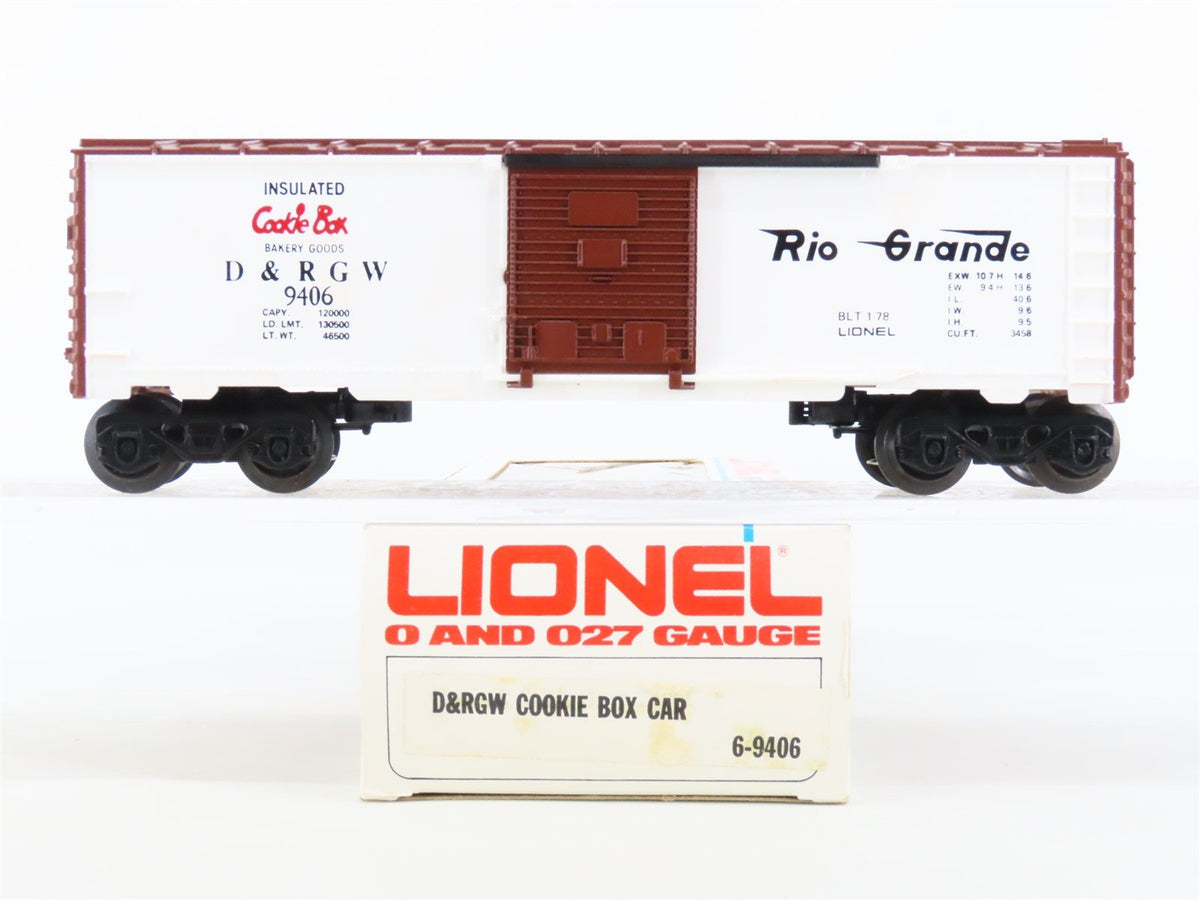 O/O27 Gauge 3-Rail Lionel #6-9406 D&amp;RGW Rio Grande &quot;Cookie Box&quot; Box Car #9406