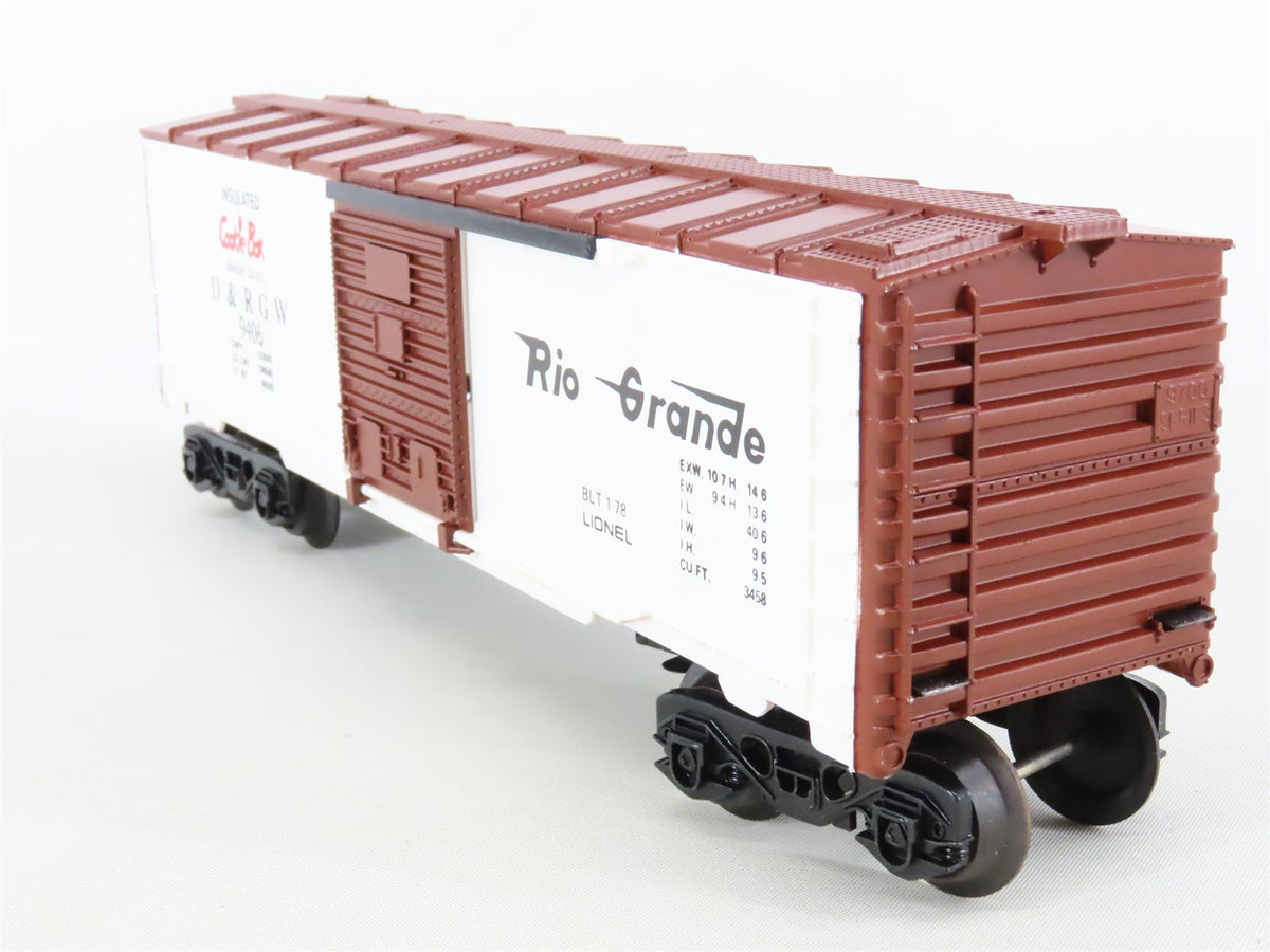 O/O27 Gauge 3-Rail Lionel #6-9406 D&amp;RGW Rio Grande &quot;Cookie Box&quot; Box Car #9406