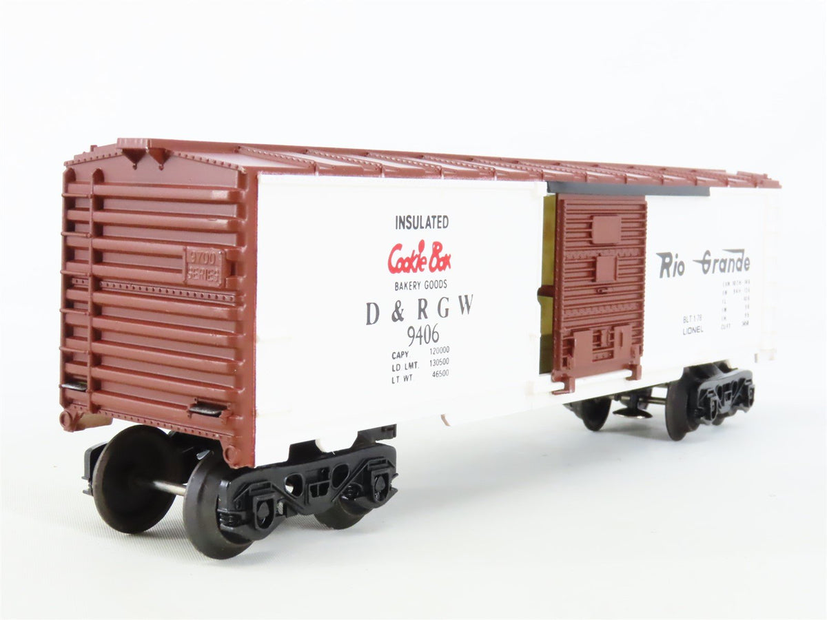 O/O27 Gauge 3-Rail Lionel #6-9406 D&amp;RGW Rio Grande &quot;Cookie Box&quot; Box Car #9406