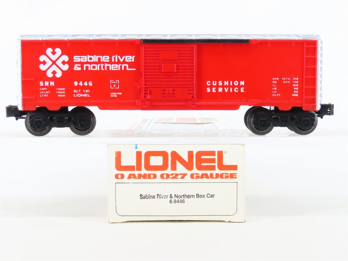 O/O27 Gauge 3-Rail Lionel #6-9446 SRN Sabine River &amp; Northern Box Car #9446