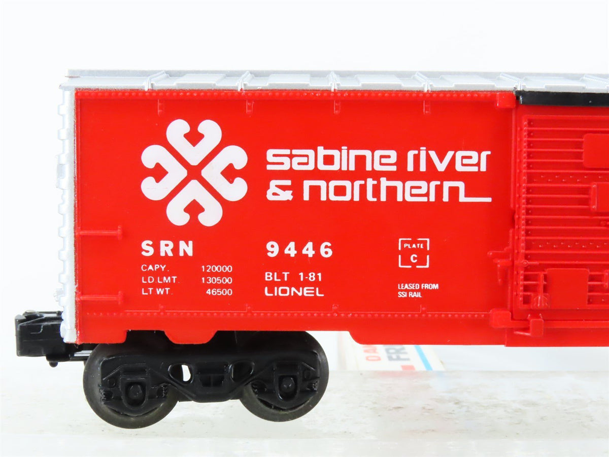 O/O27 Gauge 3-Rail Lionel #6-9446 SRN Sabine River &amp; Northern Box Car #9446