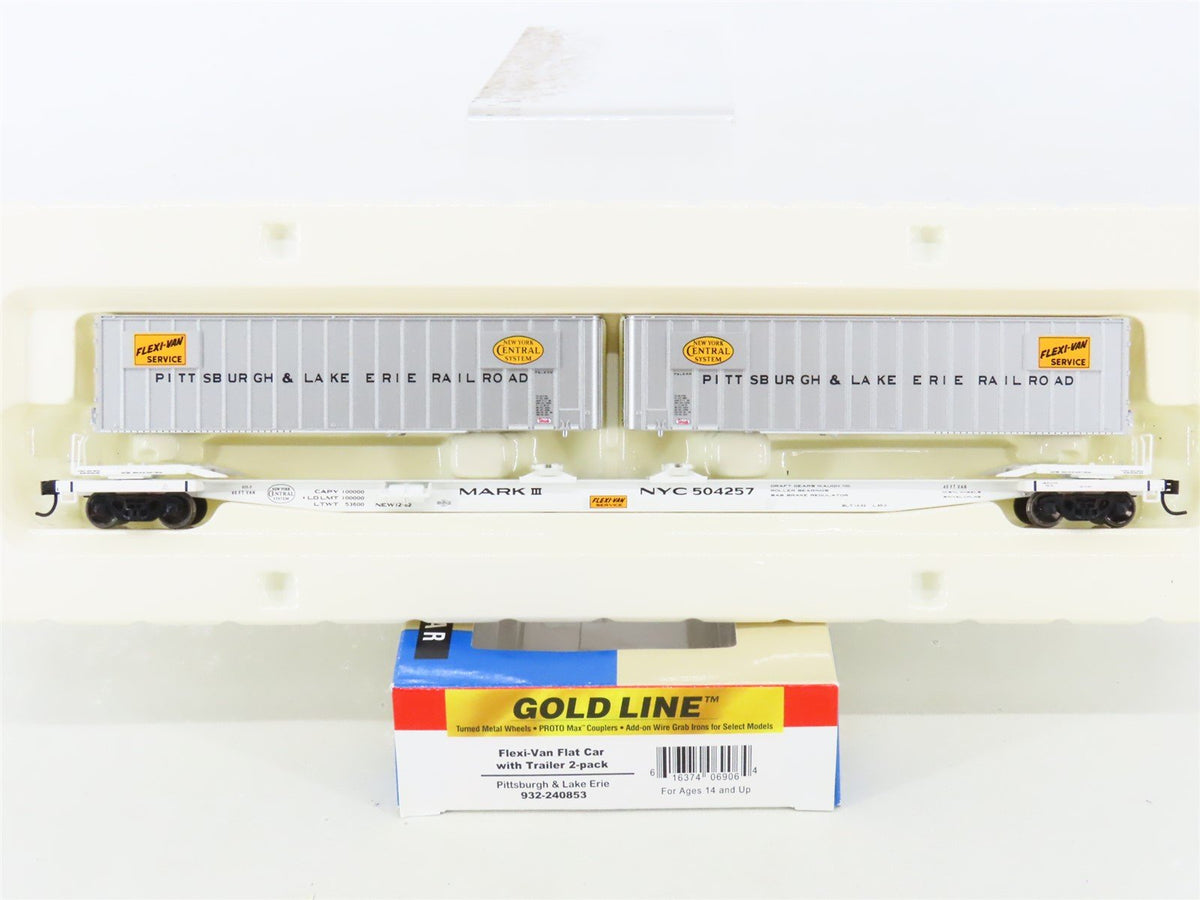 HO Walthers Gold Line 932-240853 P&amp;LE Pittsburgh &amp; Lake Erie Flat Car #504257