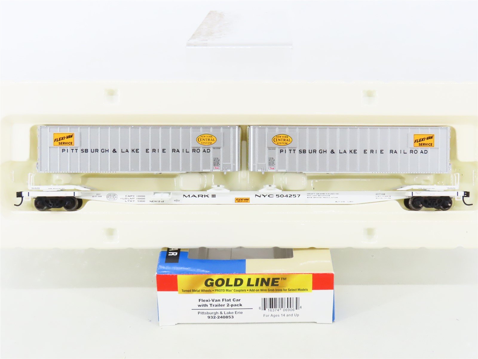 HO Walthers Gold Line 932-240853 P&LE Pittsburgh & Lake Erie Flat Car #504257